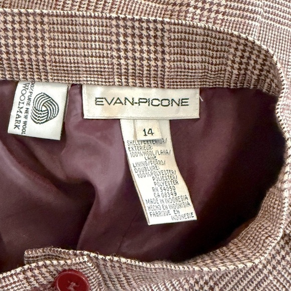EVAN PICONE Vintage Wool Houndstooth Plaid Cranberry Trousers Size 14 - Picture 4 of 4